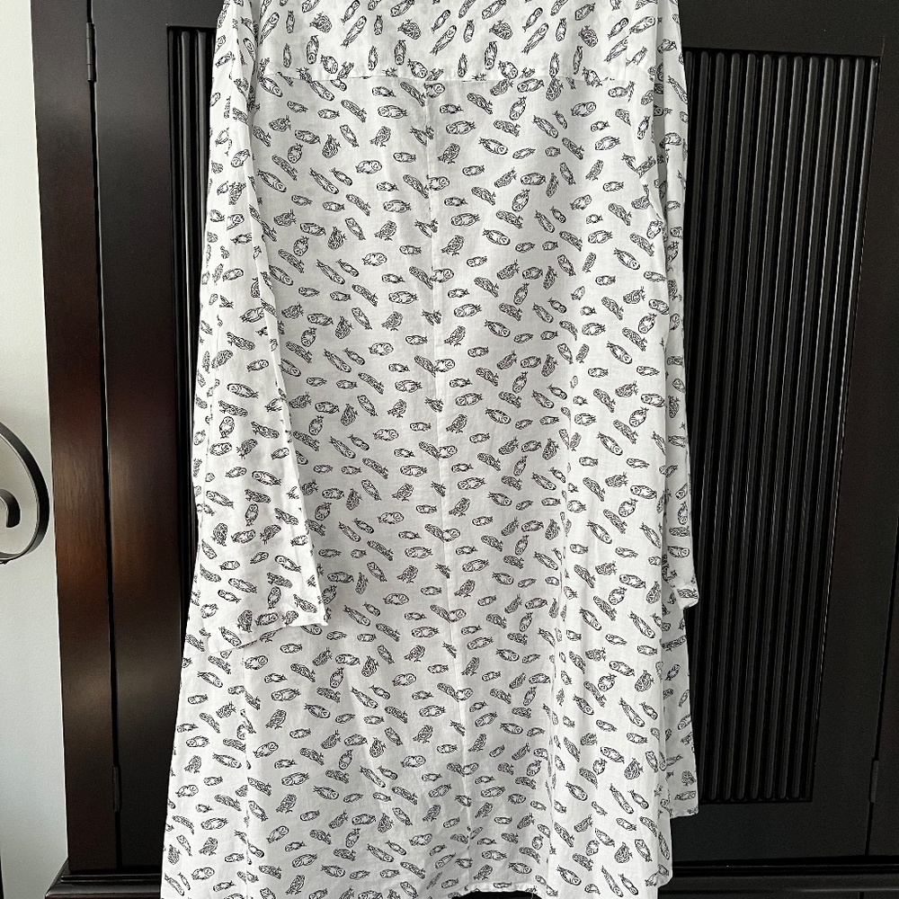 Tulip Demi Button Down Top, Owl Print, Size Large - image 5